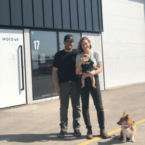 Robyn and Louis Dyck, owners of Moto 49, a community garage in Winnipeg.